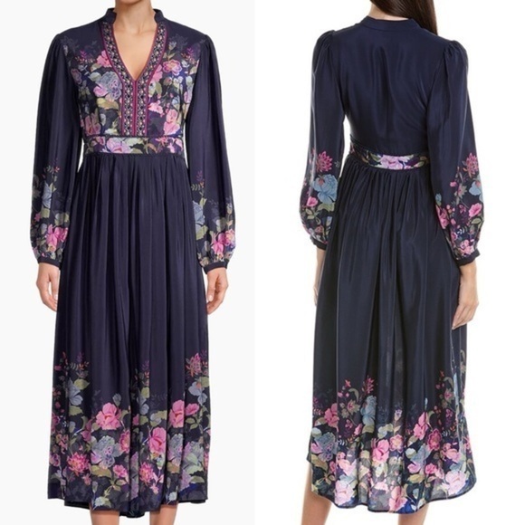 Johnny Was Dresses & Skirts - Johnny Was Embroidered jewled VALERIA SILK MAXI DRESS NWT